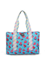 Cubs Bluish Flowers and Watermelon Ice-Cream Double Face Tote Bag