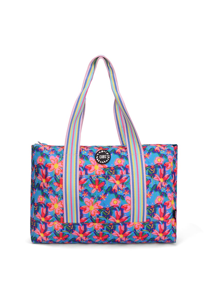 Cubs Bluish Flowers and Watermelon Ice-Cream Double Face Tote Bag