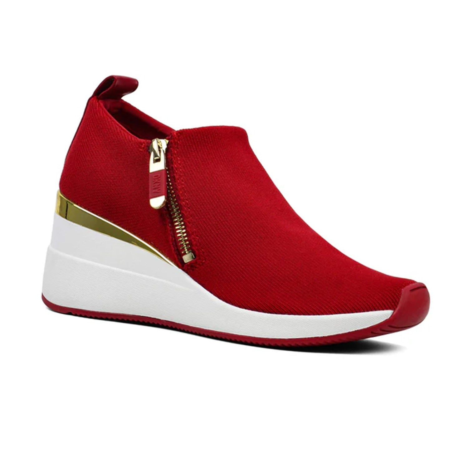 DKNY Womens Abbi Fabric Low Top Slip On Fashion Sneaker Red