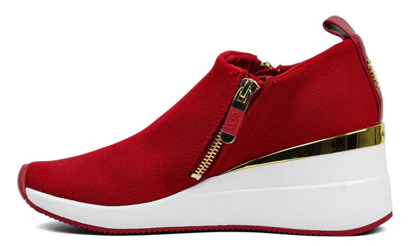 DKNY Womens Abbi Fabric Low Top Slip On Fashion Sneaker Red