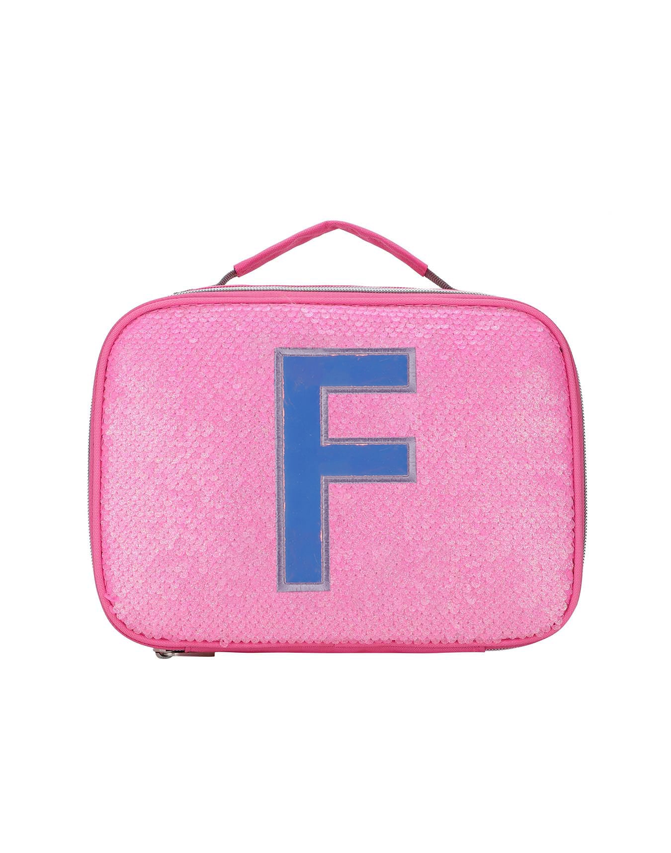 Cubs Pink Sequin lunch bag with Letter F