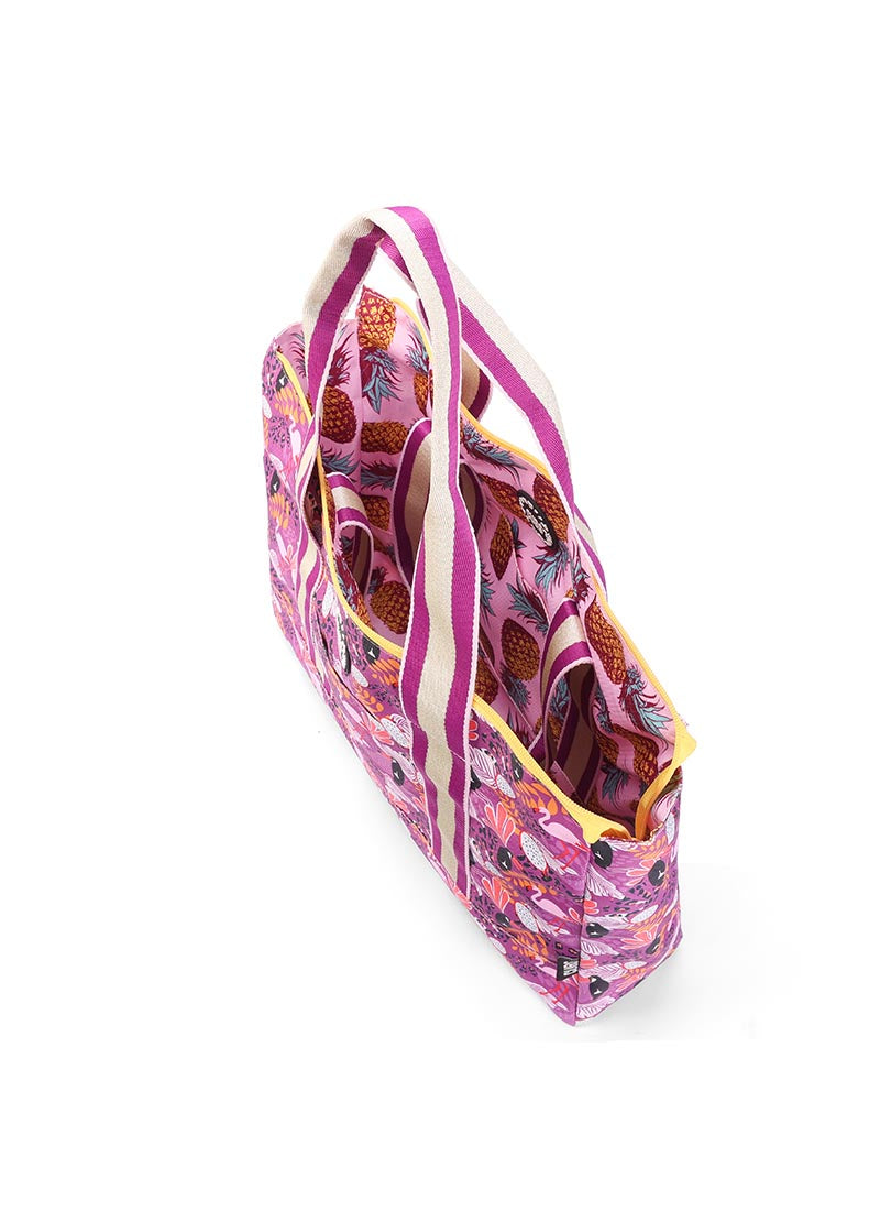Cubs Lilac Pigon Forest and Pineapples Double Face Tote Bag