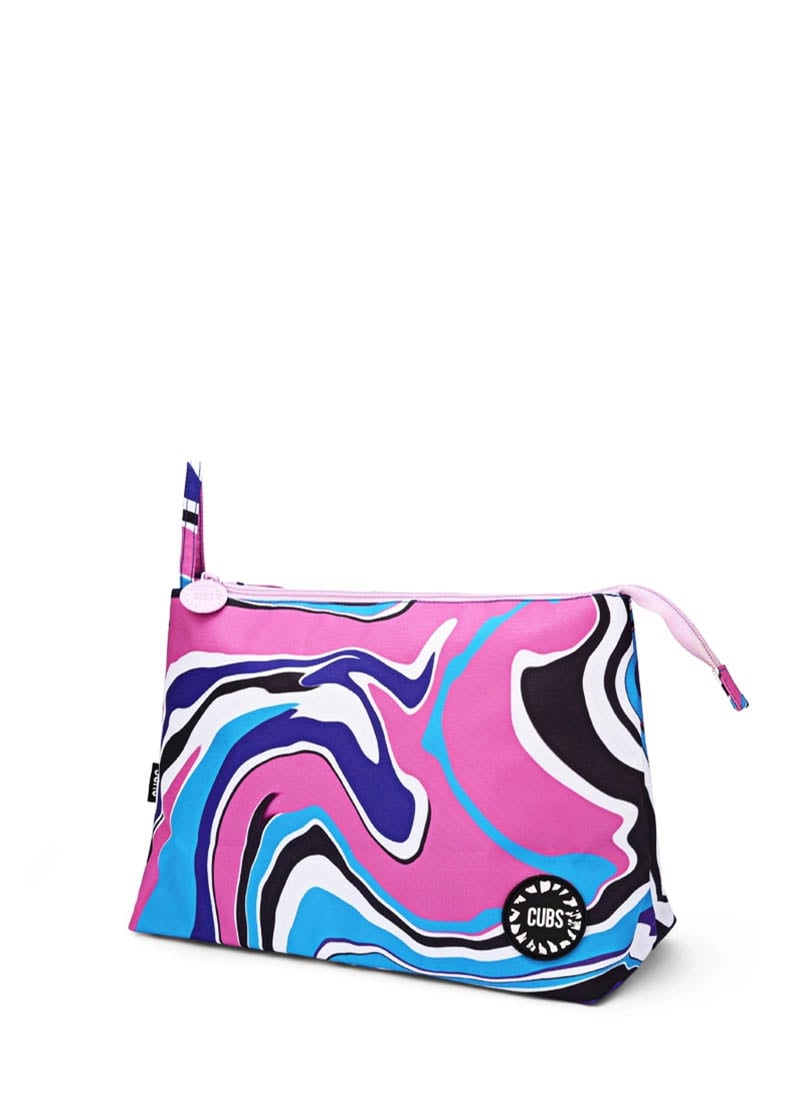 Cubs Pink and Turquoise Swirls Large Pouch