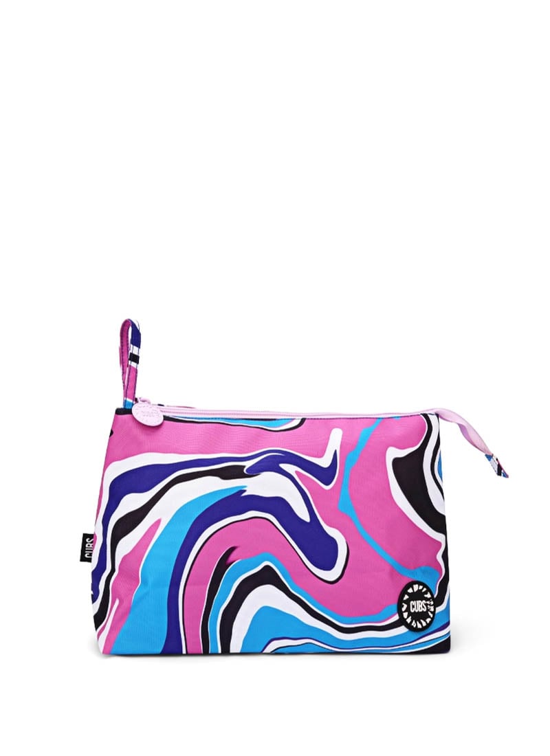 Cubs Pink and Turquoise Swirls Large Pouch