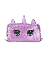 Cubs Cute Purple Unicorn sequin pencil case
