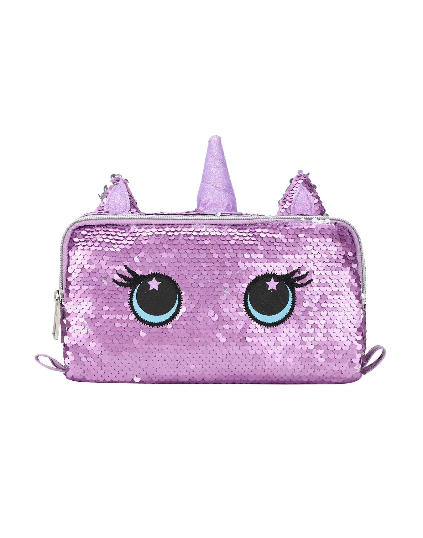 Cubs Cute Purple Unicorn sequin pencil case