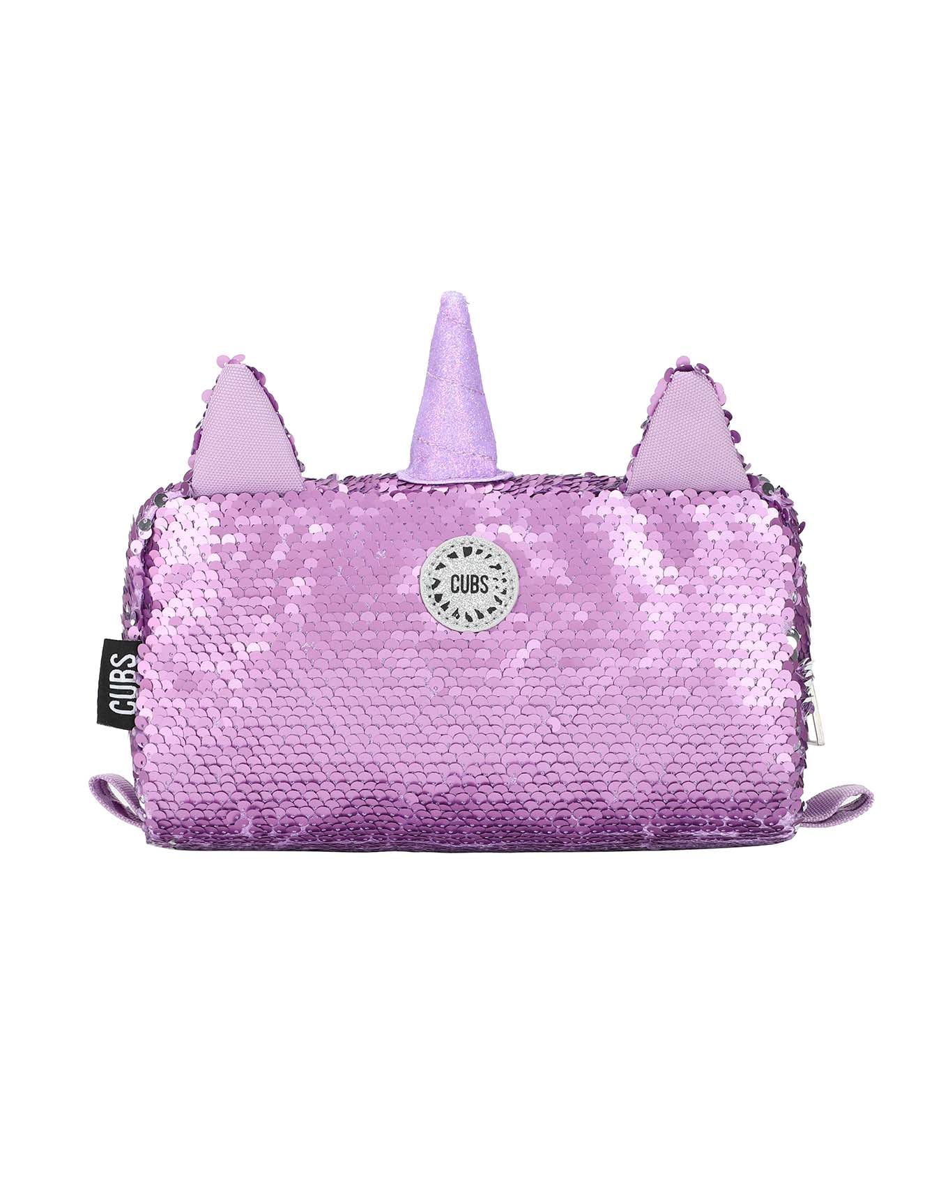 Cubs Cute Purple Unicorn sequin pencil case