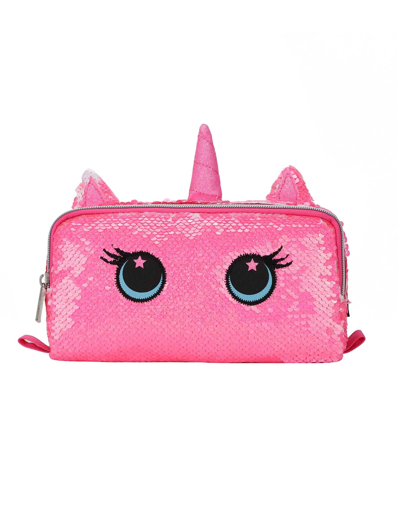 Cubs Cute Hot Pink Unicorn sequin pencil case