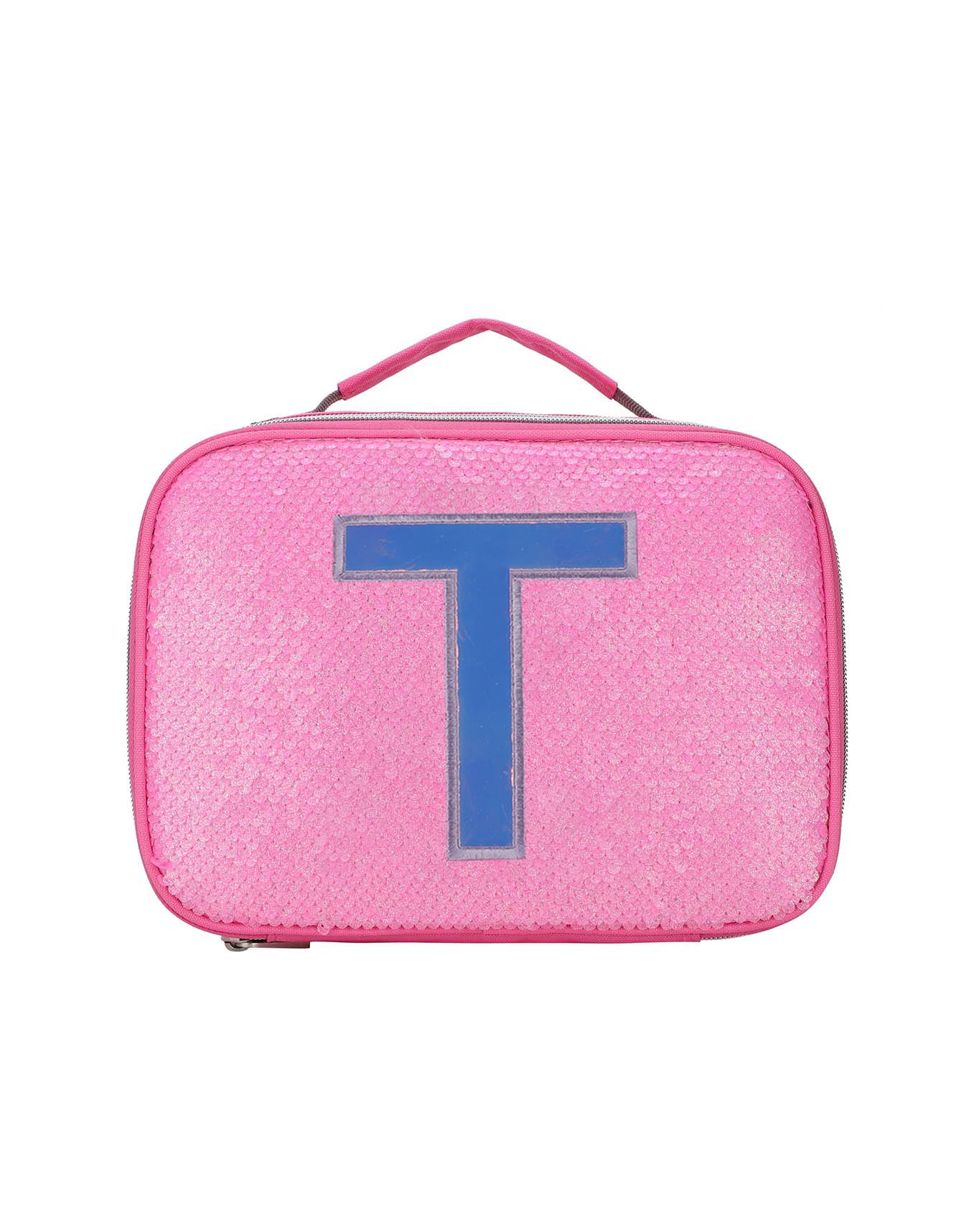 Cubs Pink Sequin lunch bag with Letter T