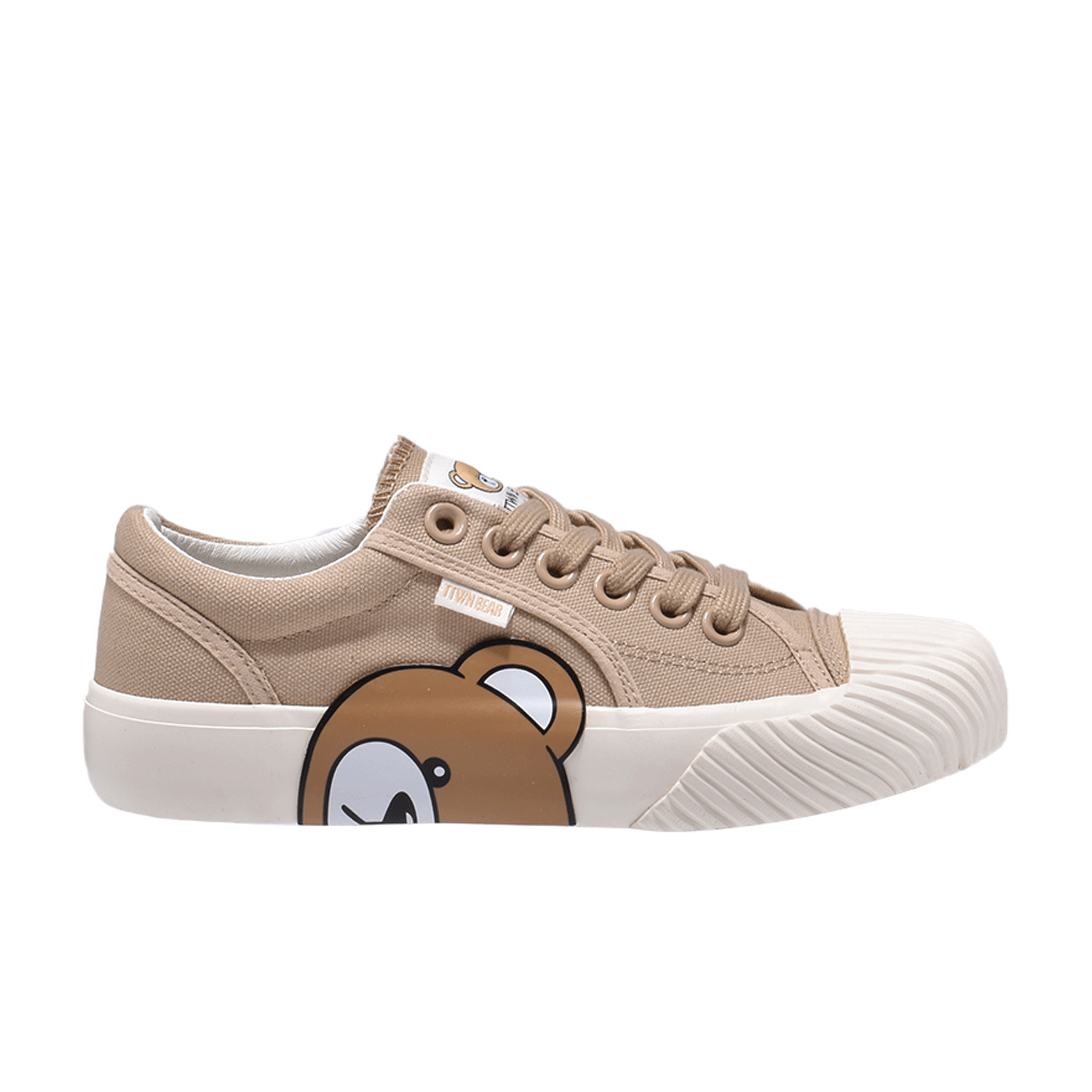 TTWN Bear Low-Top Khaki Canvas Side Bear Head Biscuit Shoes