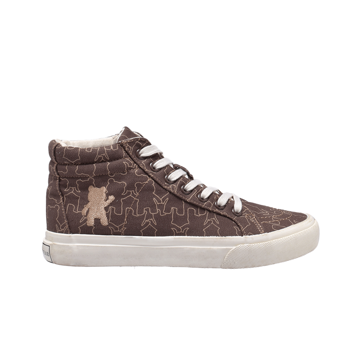 TTWN Bear High-Top Brown Canvas Bear Pattern Shoes