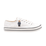 TTWN BEAR Low-Top White Jacquard Canvas Big-Eared Bear Pattern Shoes