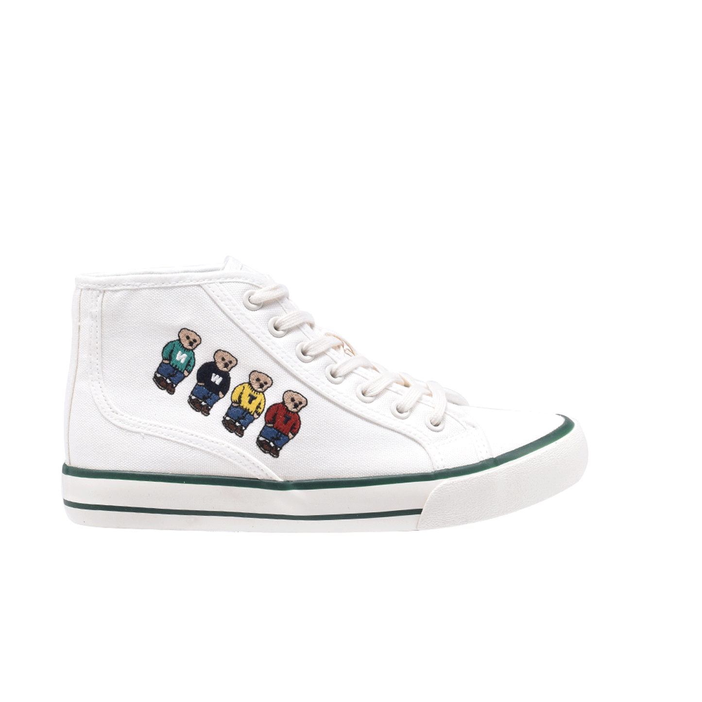 TTWN BEAR High-Top White Canvas Side Four Bears Platform Shoes