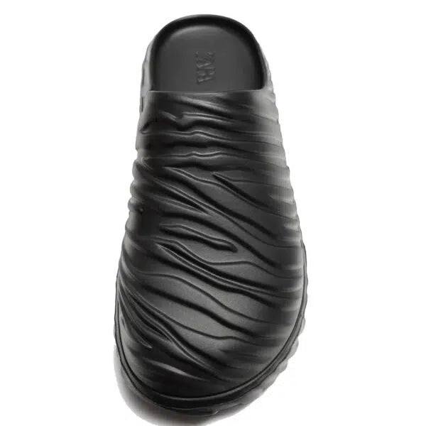Zara Textured Chunky Clogs Black