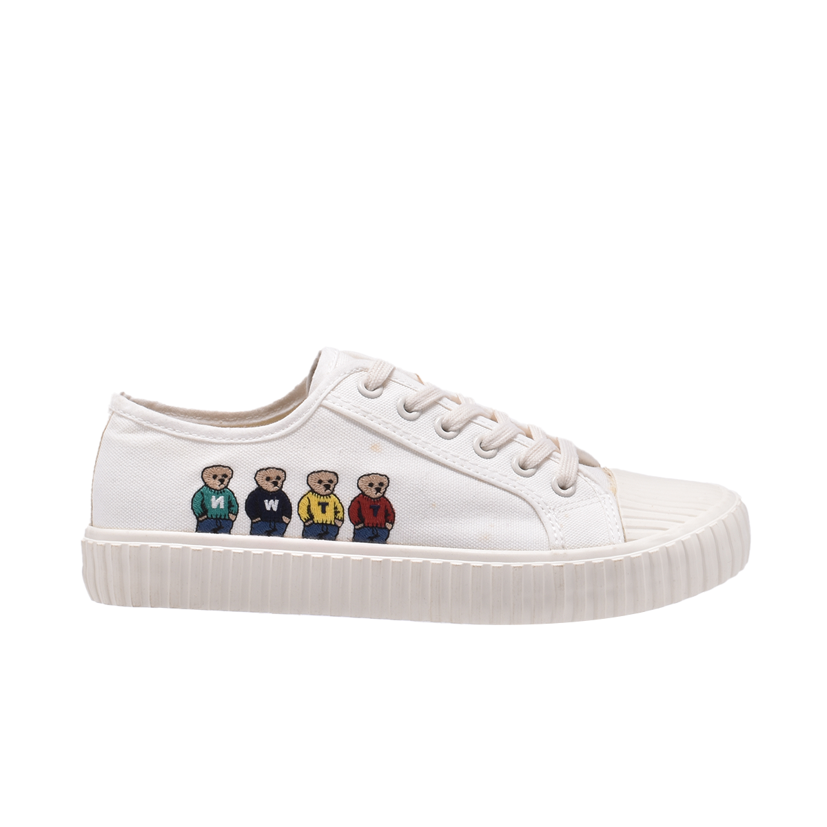 TTWN Bear Low-Top White Canvas Four Bears Platform Shoes