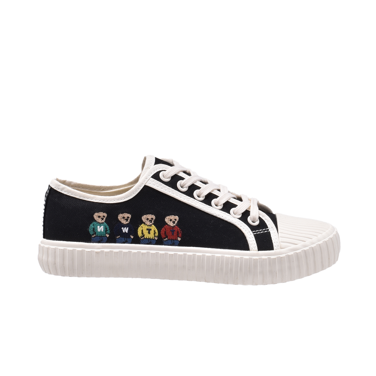 TTWN Bear Low-Top Black Four Bears Canvas Shoes