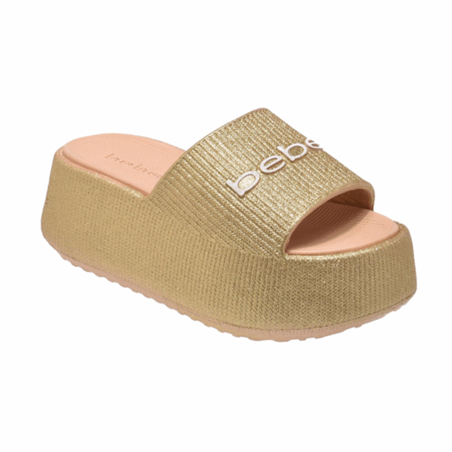 bebe Ploffy Women Slide-23215-ShinyGold Glitter