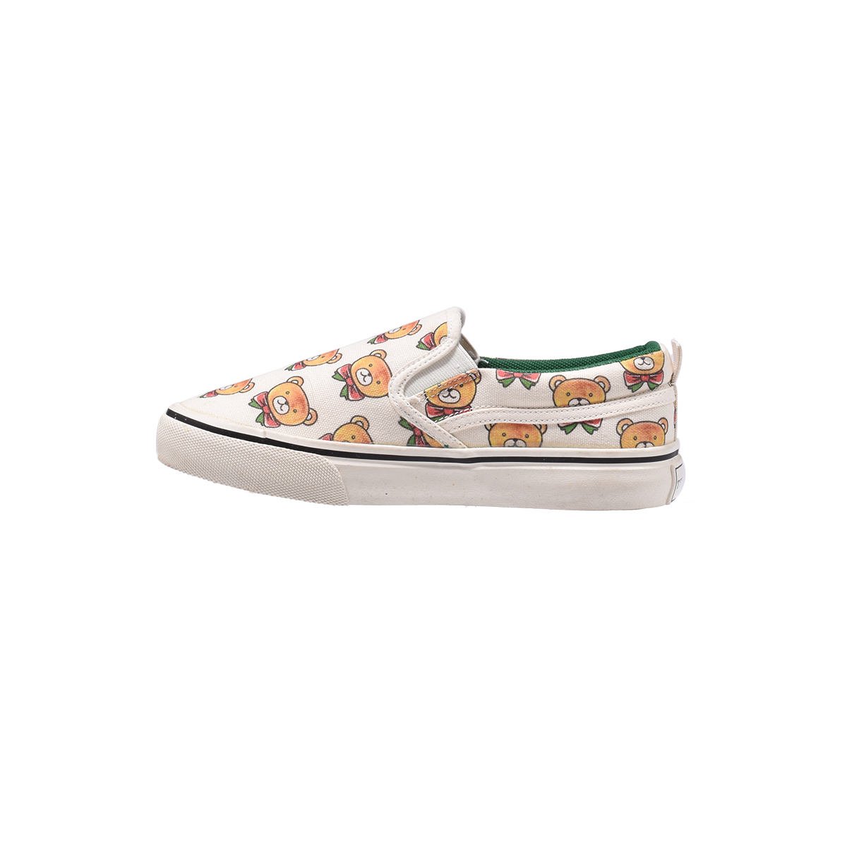 TTWN Bear Slip-On White Canvas Full Bear Head Print Shoes