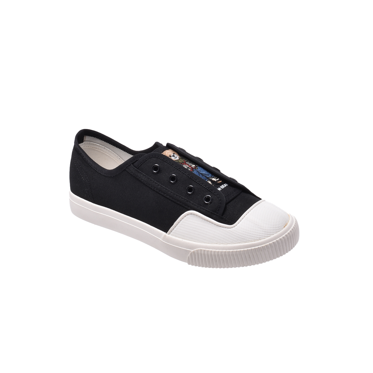 TTWN Bear Low-Top Black Canvas Shoes