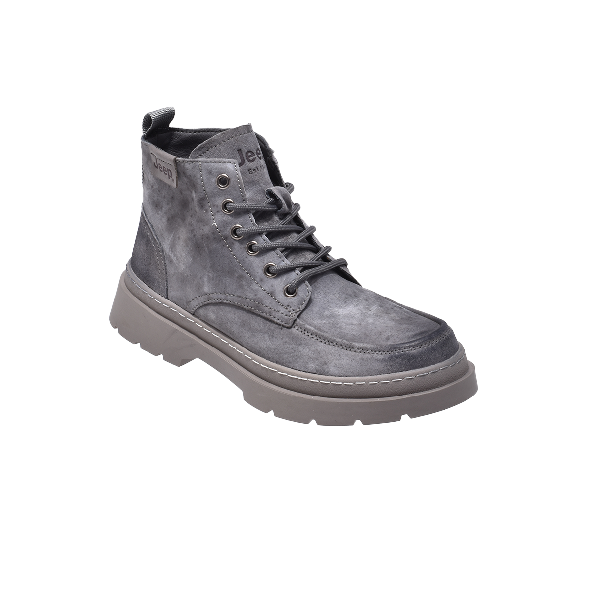 Jeep Ankle Lace Moc Toe Suede Boot-P214M08116-DarkGray