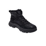 Jeep Mid Top Lace up Chunky Combat Suede Boot-P224M06068- Black