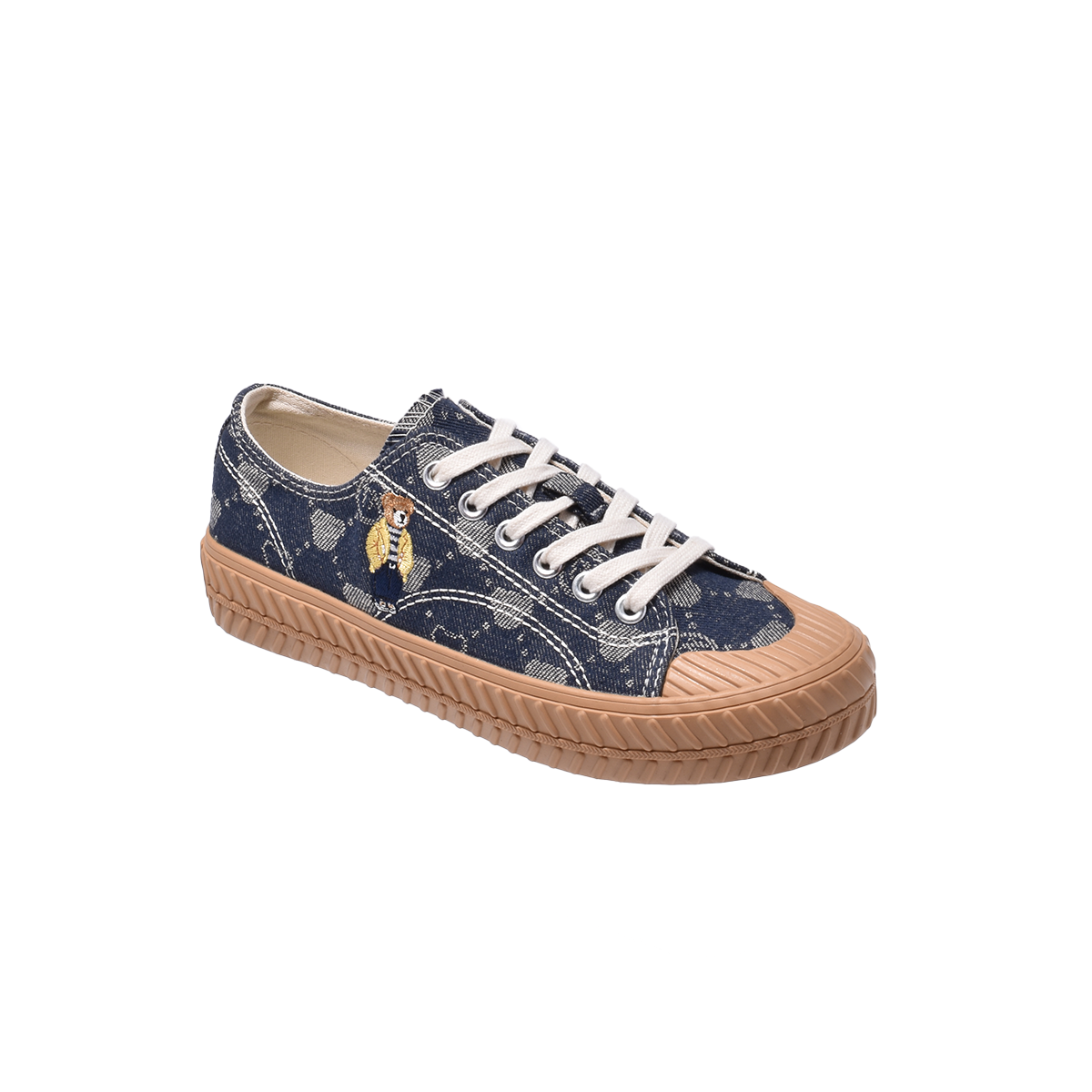 TTWN Bear Low-Top Black Brown Bear Pattern Canvas Shoes