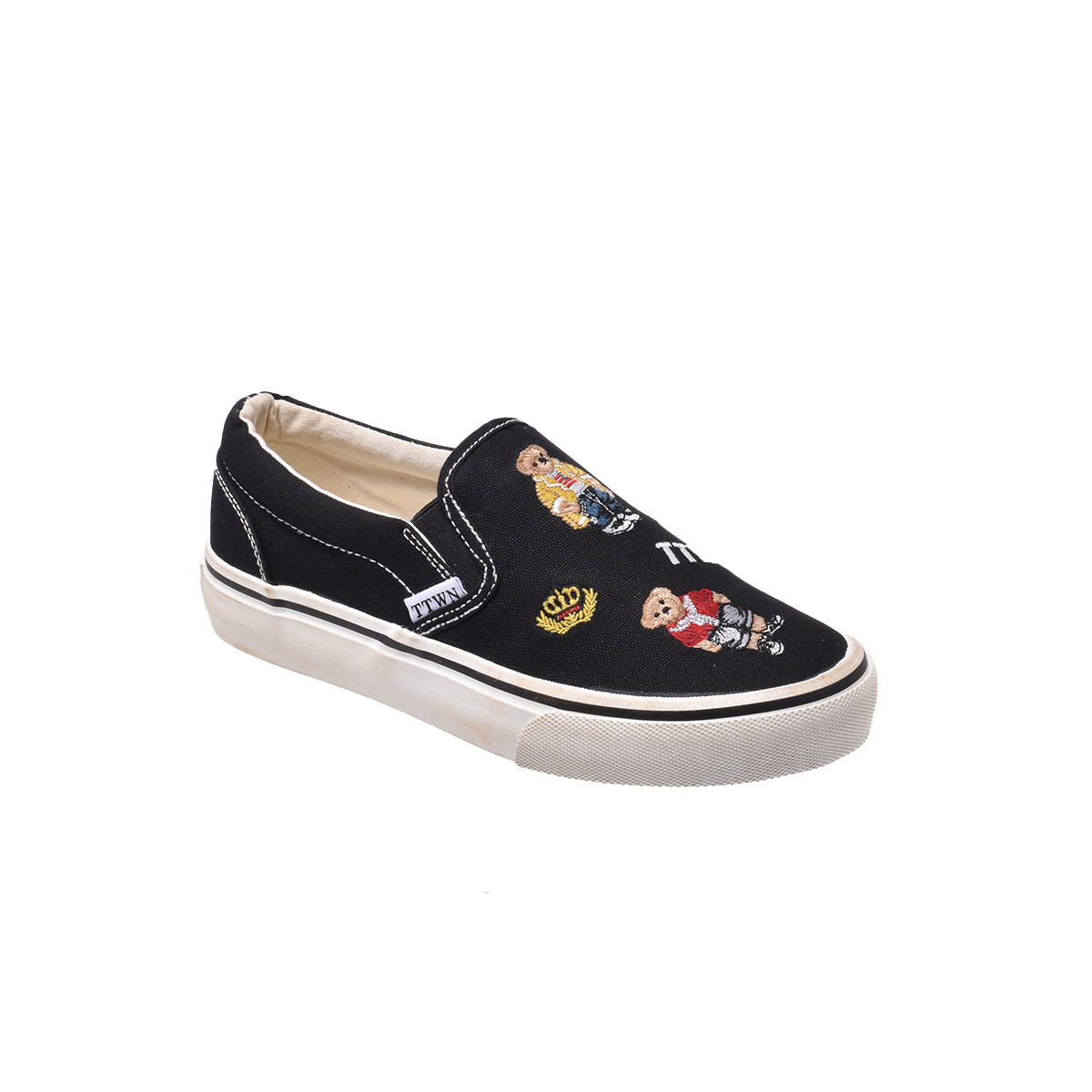 TTWN Bear Slip-On Black Bears & TTWN Letters Canvas Shoes