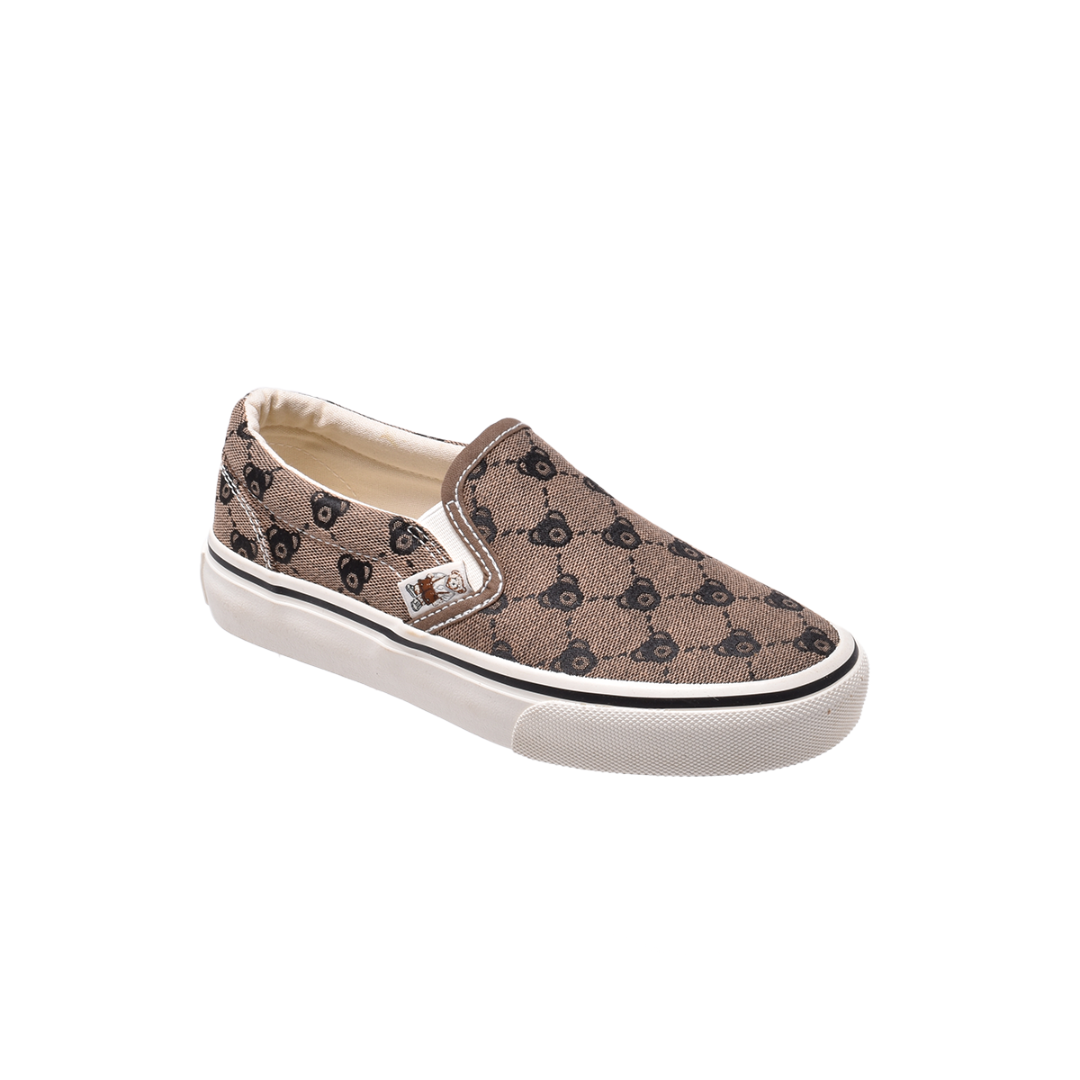 TTWN Bear Slip-On Dark Coffee Big-Eared Bear Pattern Shoes