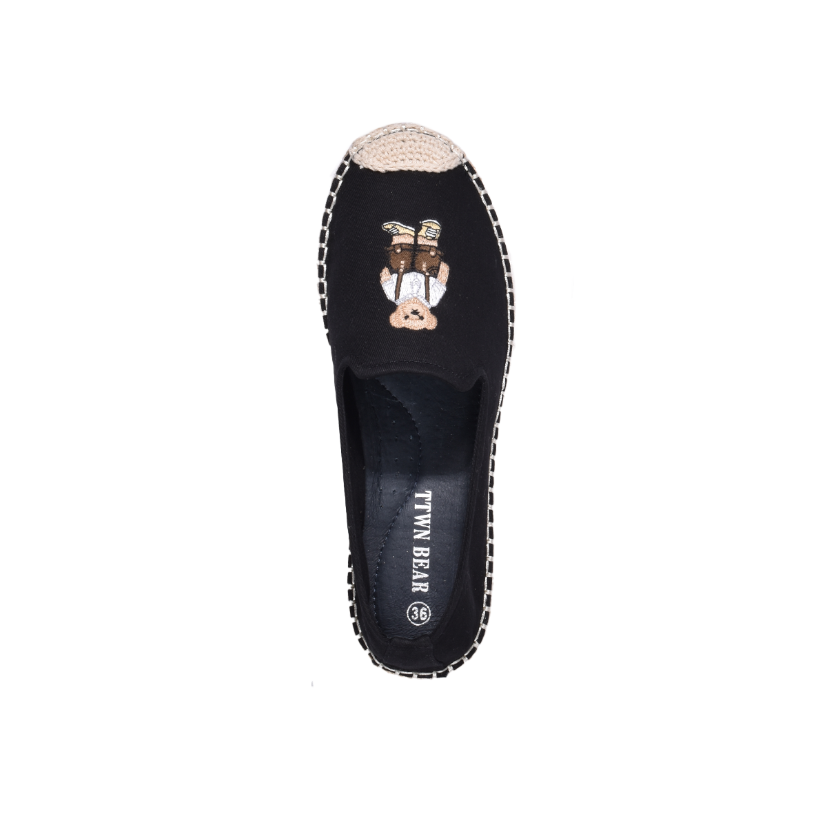 TTWN Bear Slip-On Black Bear Character Canvas Shoes