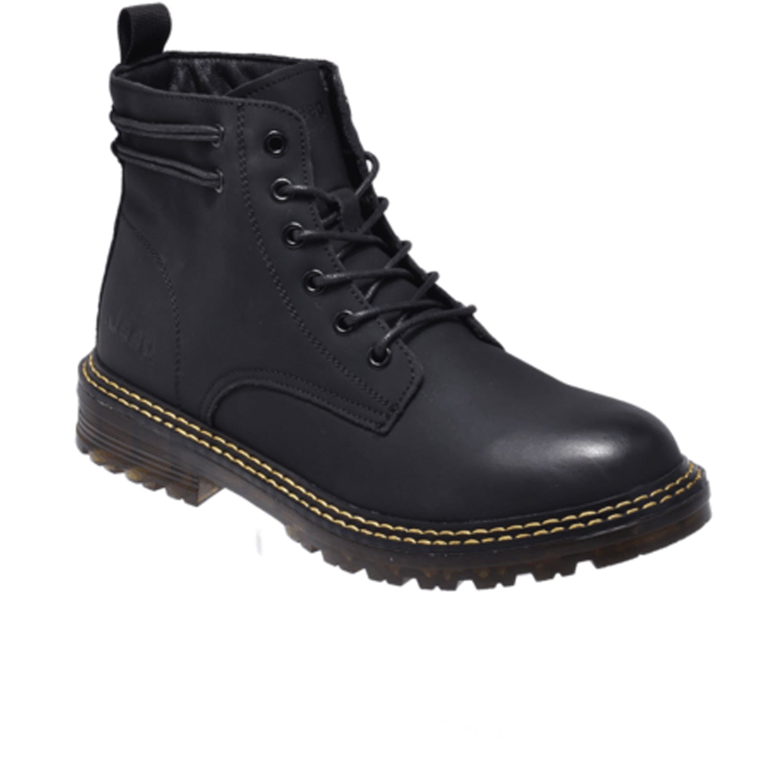 Jeep High Top Lace Classic Soft Leather Boot-P214M08089-Black