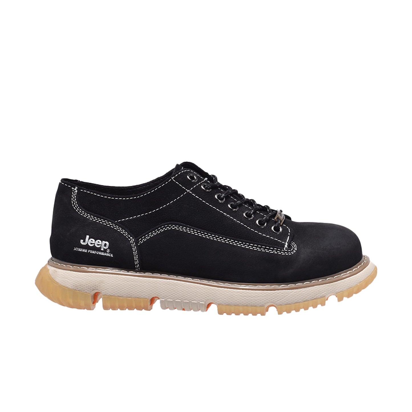 Jeep Low Cut Lace Round Toe Shoes-P331292643-Black
