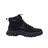 Jeep Mid Top Lace up Chunky Combat Suede Boot-P224M06068- Black