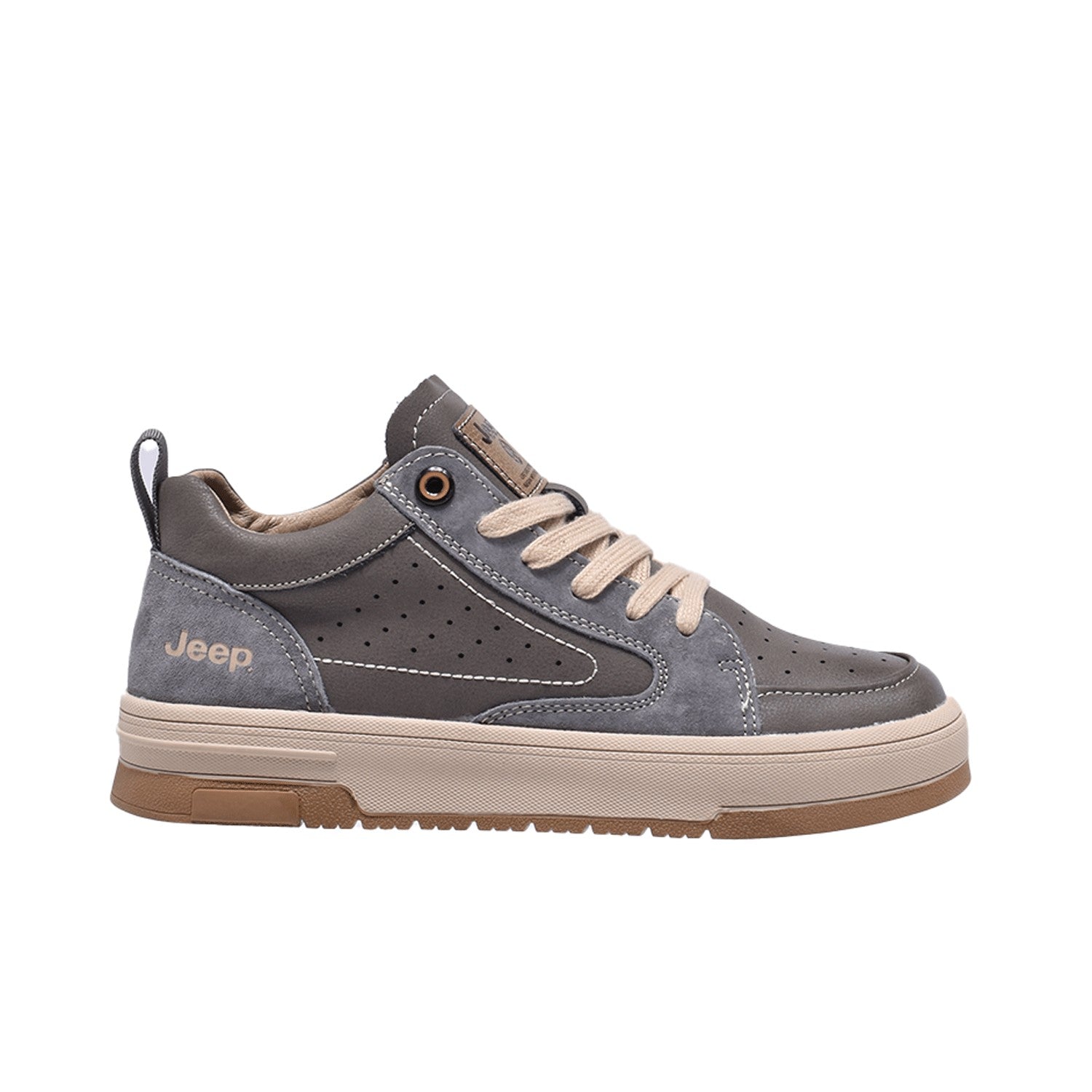 Jeep Mid Top Lace Versatile Leather Sneaker-P234M07034-Olive