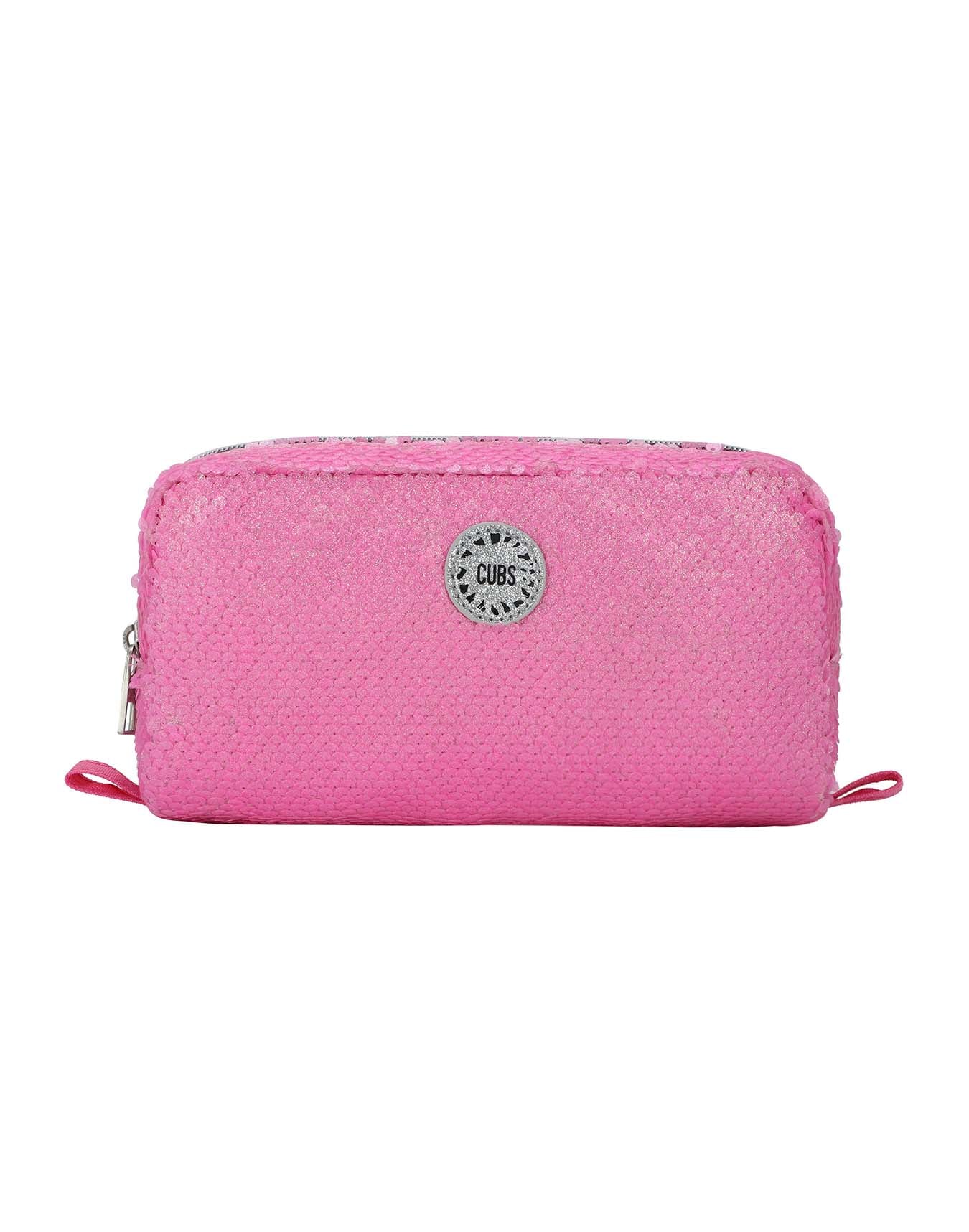 Cubs pink sequin pencil case