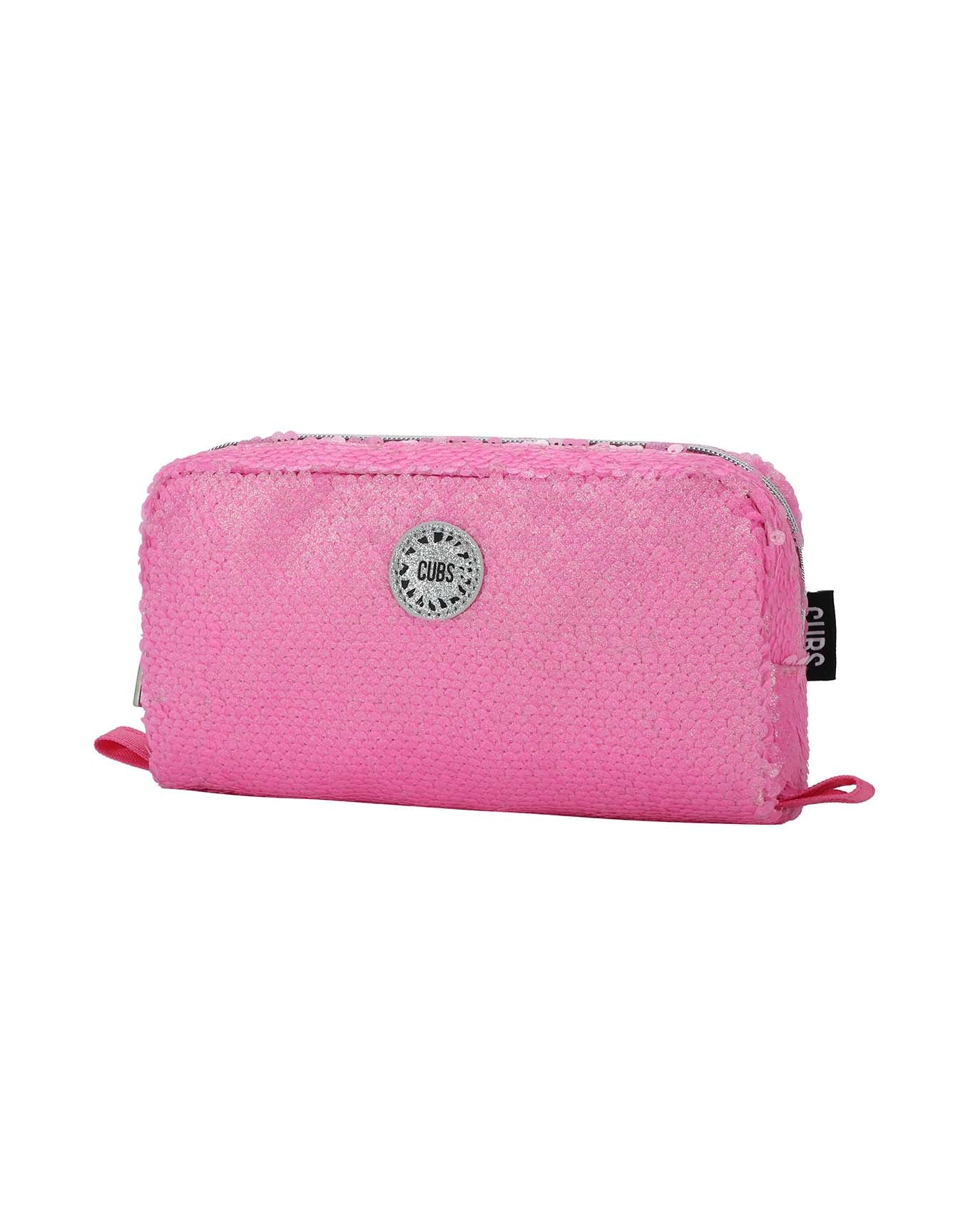 Cubs pink sequin pencil case