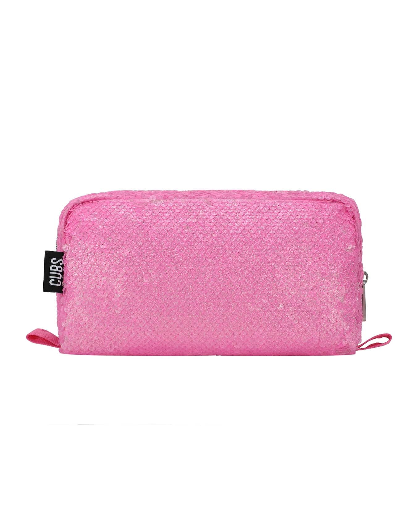Cubs pink sequin pencil case
