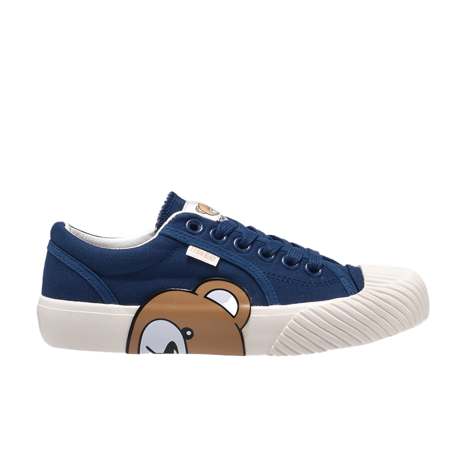 TTWN Bear Low-Top Dark Blue Canvas Side Bear Head Biscuit Shoes