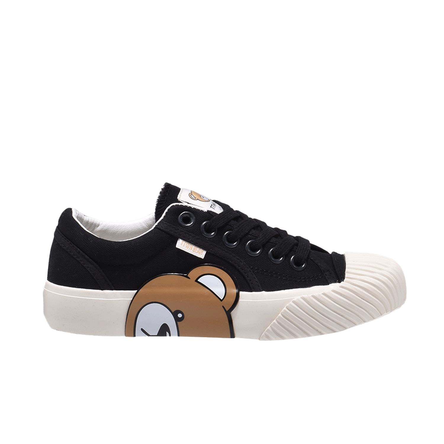 TTWN Bear Low-Top Black Canvas Biscuit Bear Shoes