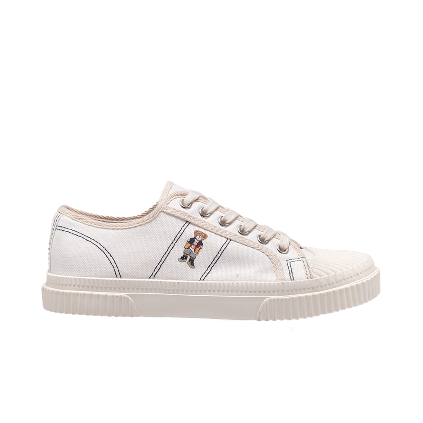 TTWN Bear Low-Top White Canvas Side Bear Shoes