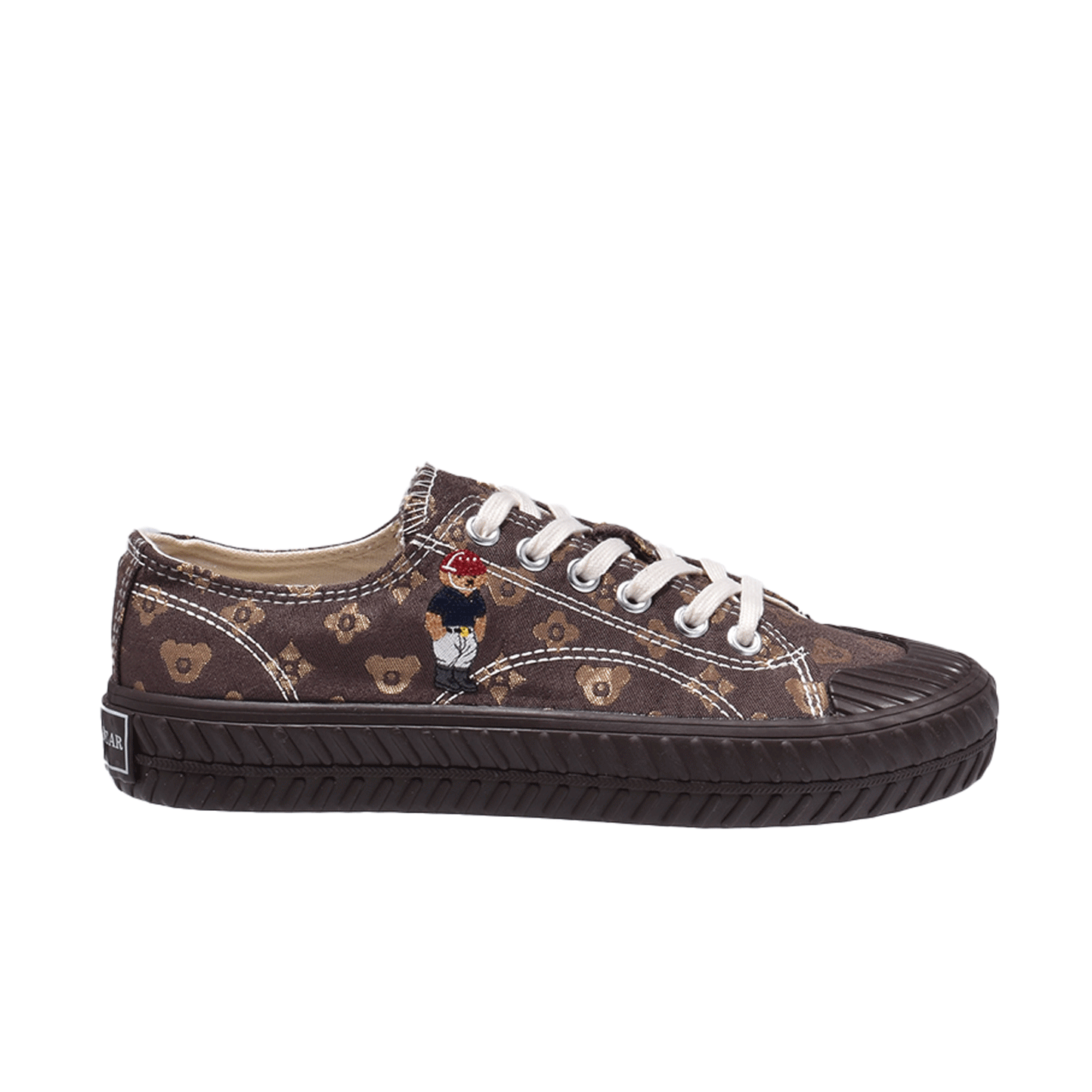 TTWN Bear Low-Top Brown Star Pattern Canvas Bear Shoes