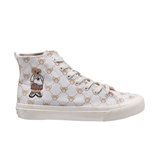 TTWN Bear High-Top White Canvas Big-Eared Bear Pattern Shoes