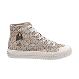 TTWN Bear High-Top Brown Diamond T-Pattern Canvas Shoes