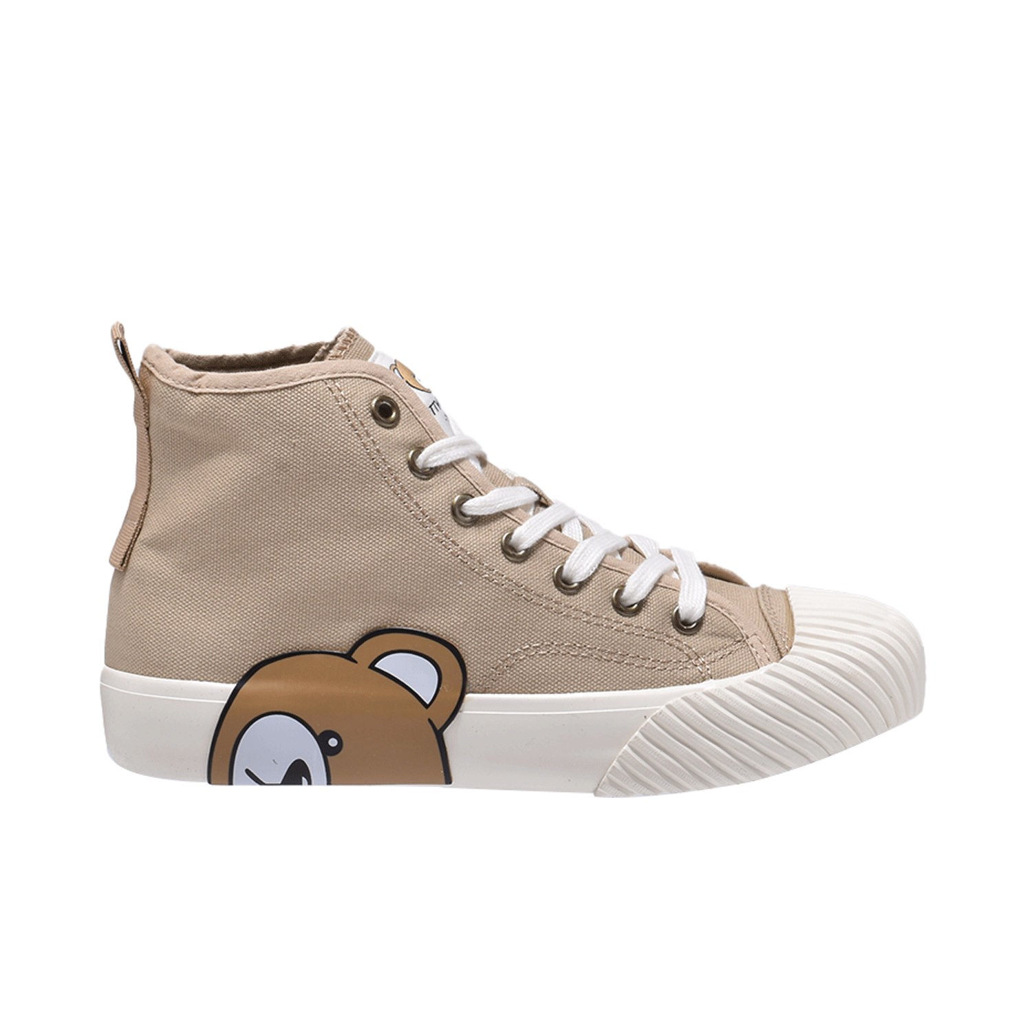 TTWN Bear High-Top Khaki Canvas Side Bear Head Biscuit Shoes