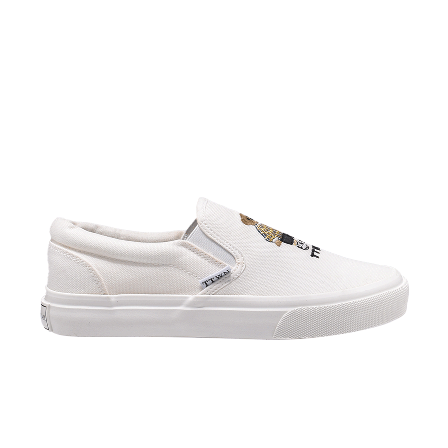 TTWN Bear Slip-On White Canvas Top Bear Head Shoes